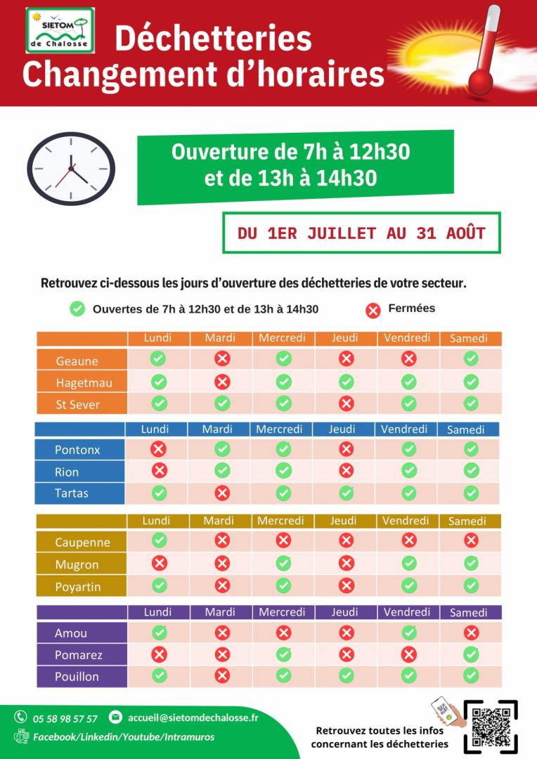 Horaires d'été