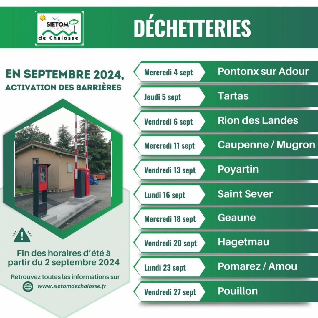 Activation des barrières à la déchetterie le 13/09